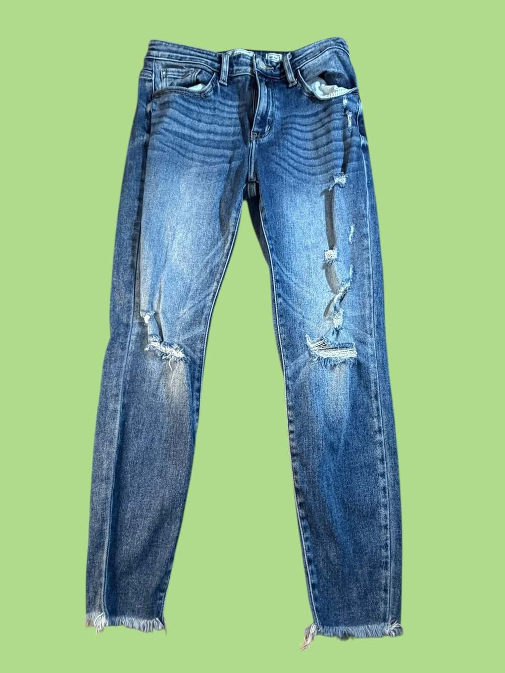 KanCan Signature Mid-Rise Ankle Skinny Distressed Raw Hem Jeans Size 28